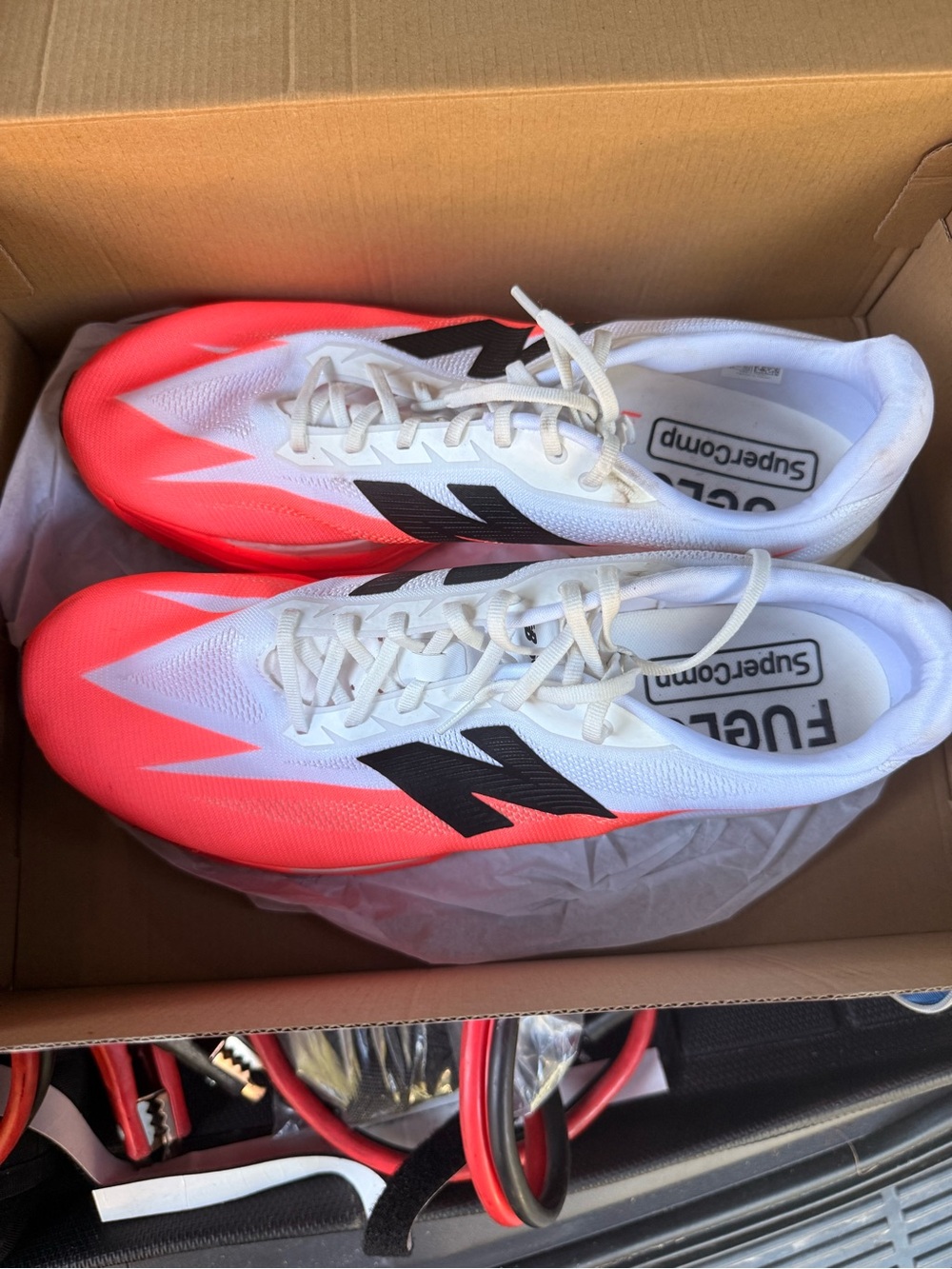 New Balance Men’s White and Neon Pink Athletic Spikes